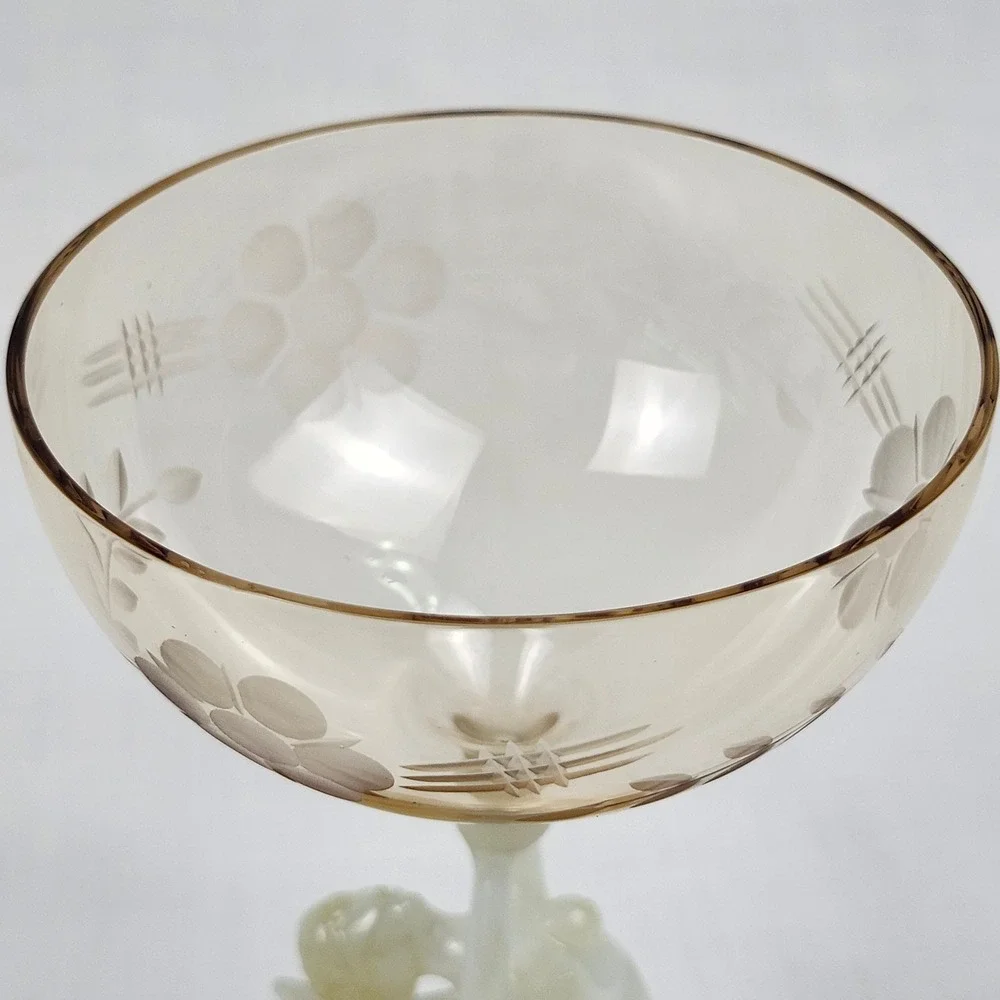 VTG Art Deco Bimini Glass Fritz Lampl Austria Nude Mermaid 1920s Amber Peach